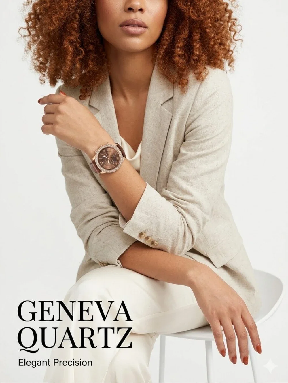 Geneva Quartz Rose Gold Wrist Watch